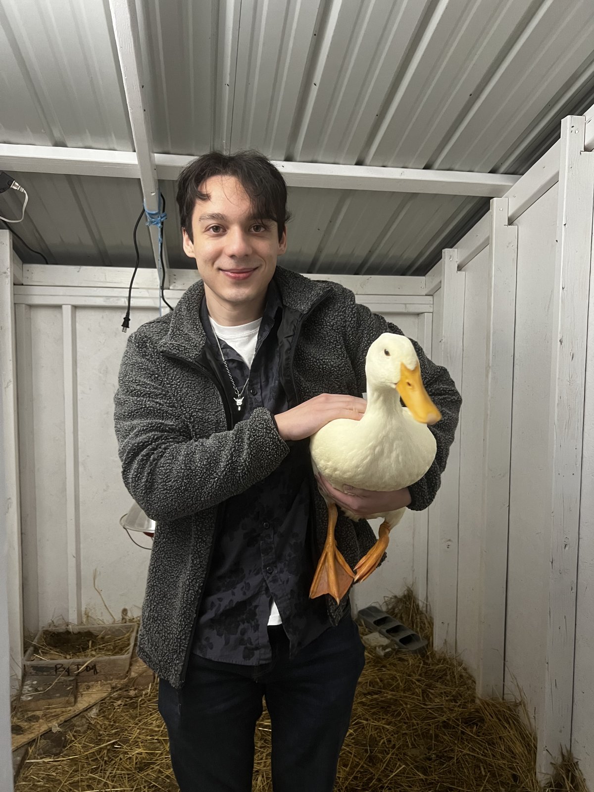 Me holding a white duck